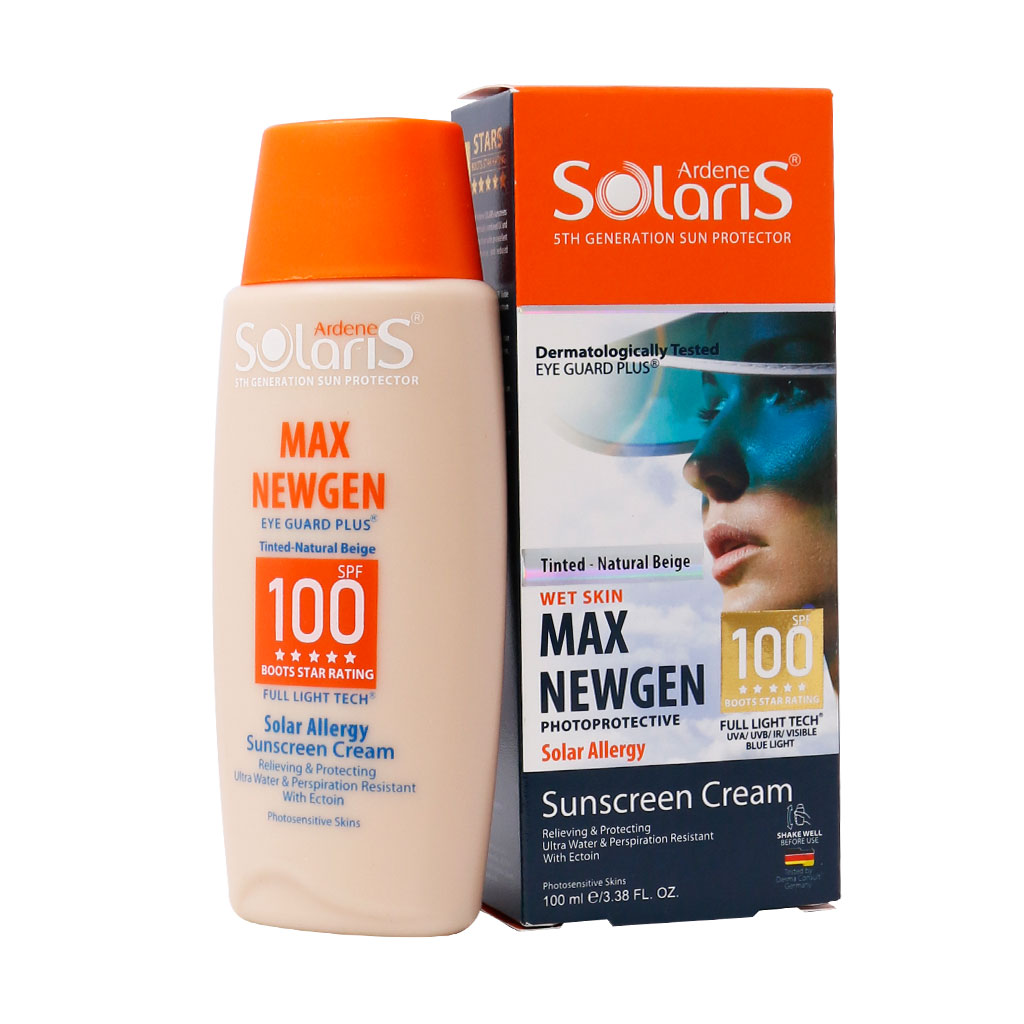 آردن سولاریس کرم ضد آفتاب رنگی بژ طبیعی پوست حساس  100 میل MAX NEWGEN spf 100